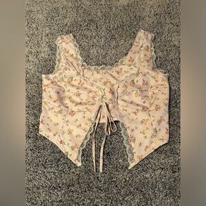 (Open to any offers!) Lace flower top with tie